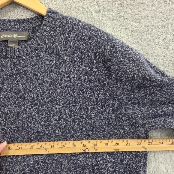 Eddie Bauer Sweater Mens Large Tall (TL) Crewneck Knit Pullover Marled Knit Blue - Picture 10 of 13
